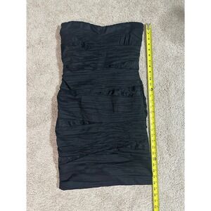 Snap Strapless Dress Ruched Bodycon Cocktail Party Black Dress M